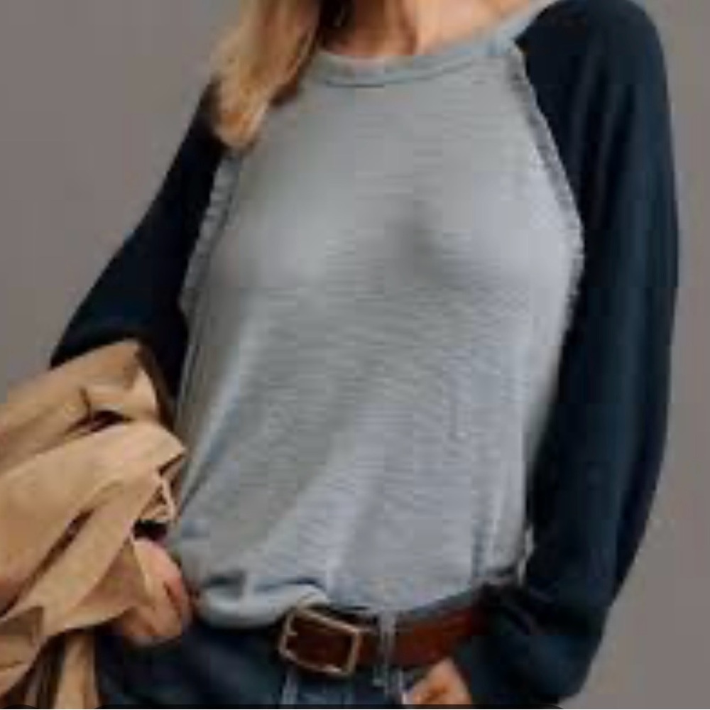 Pilcro Gray and Black Long Sleeve Tee